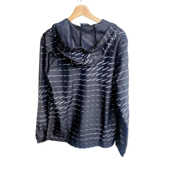 Adidas Mens Black With White Monogram Windbreaker SIZ - Picture 2 of 3